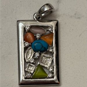 SILVER MULTICOLOUR GEMSTONE PENDANT
